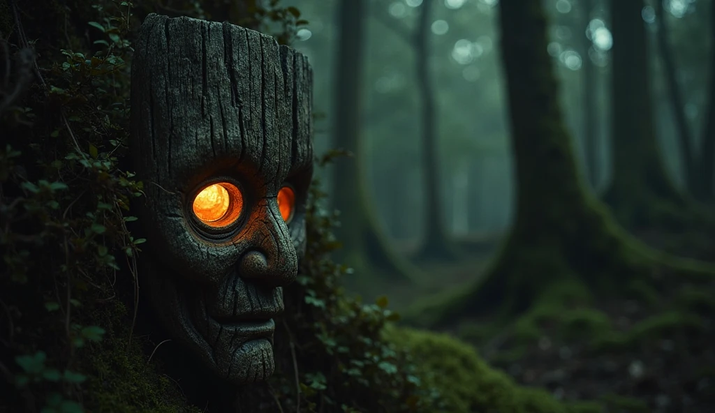 A skull in the forest at night with ants