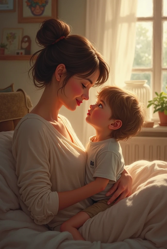 mother talking to her son