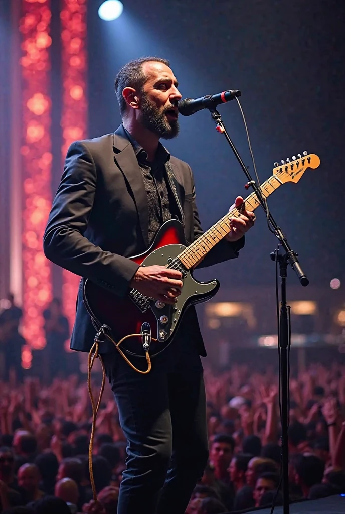 Shahin najafi Iranian singer playing guitar electric in tehran consert