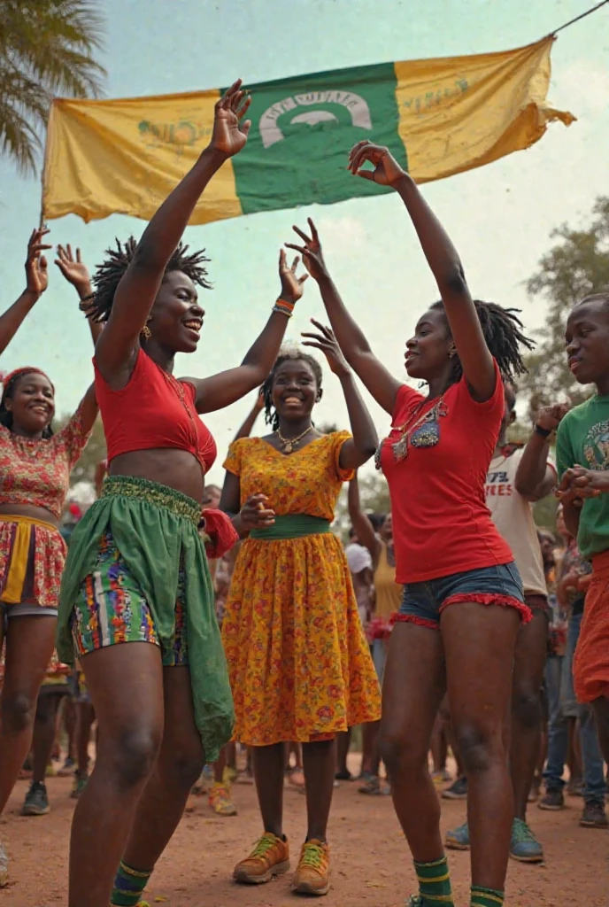 Grupo de africanos damçando