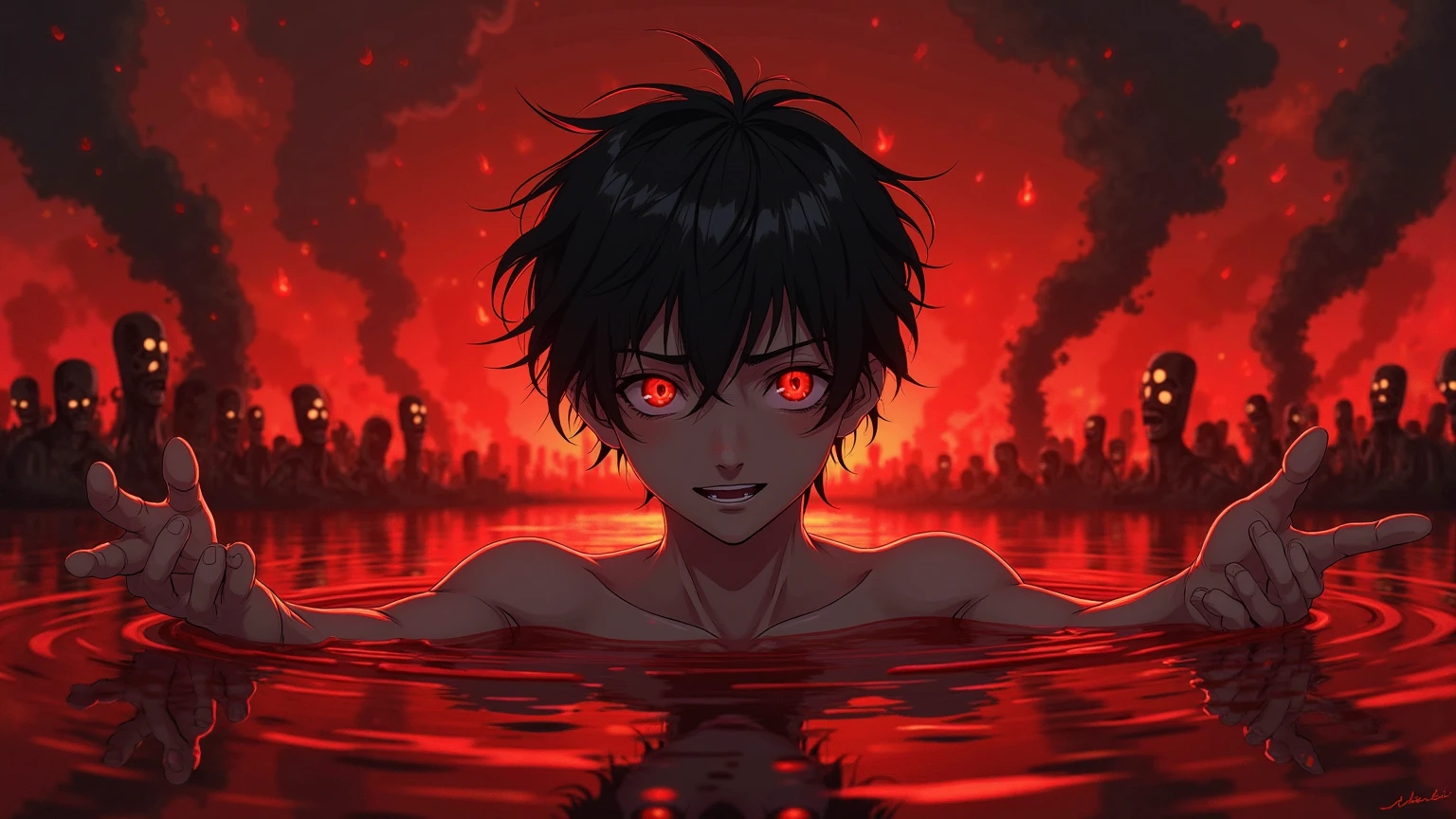 masterpiece, best quality, evangelion kaworu nagisa, kaworu nagisa, boys, nsfw, red eyes, seductive, hot, seductive face, piss on face, urine dumpster, sex slave, face covered in urine, urine eating, drinking urine, holding a big bowl of urine, surrounded by black men dicks, black men dicks, very big dicks