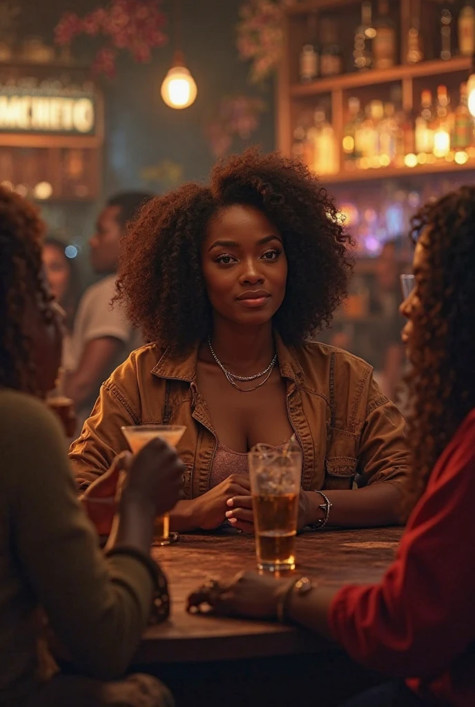 The playful banter between the ebony female bartender and the handsome young English man draws the attention of a very good friends Jake who is an American and Sarah who is European staying in America. wide-angle shot