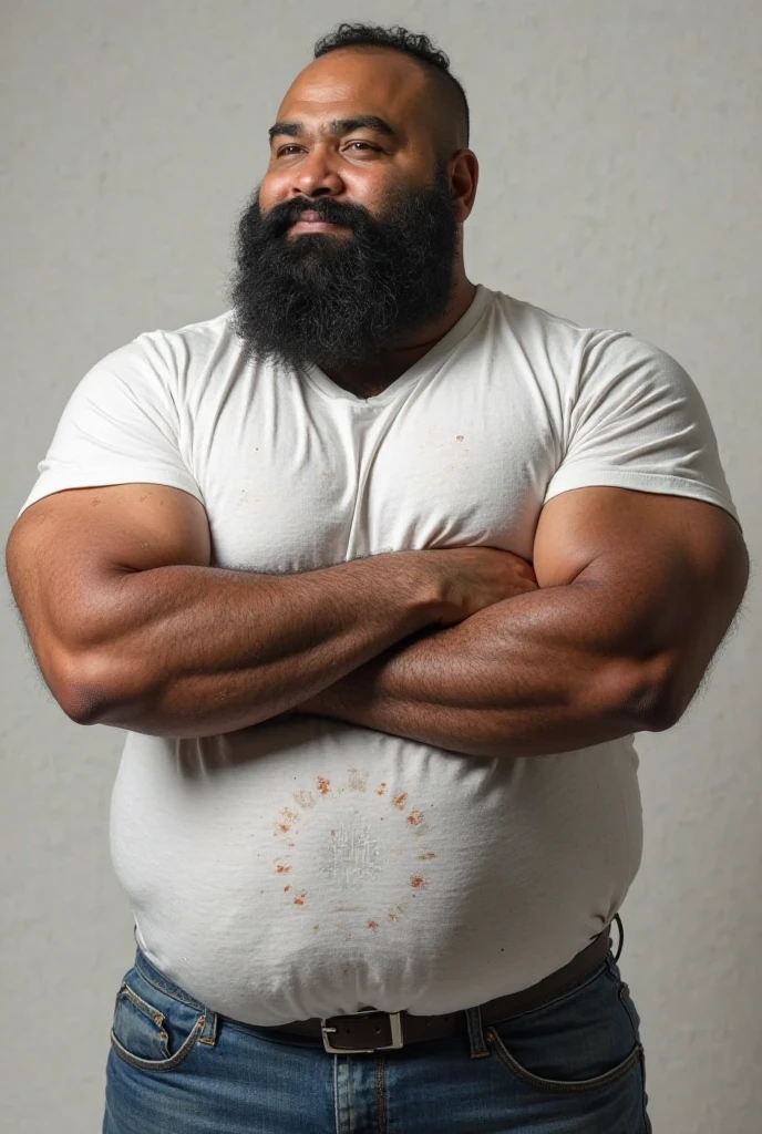 Naked Mexican dark chubby man