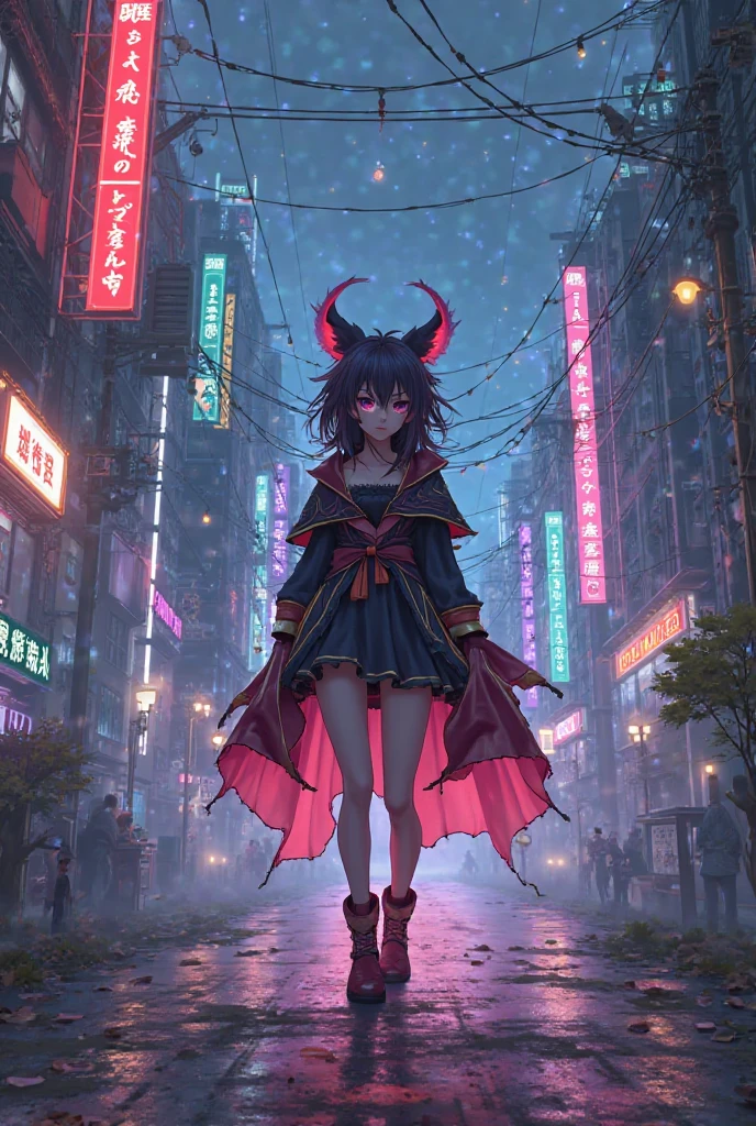score_9,score_8_up,score_7_up,score_6_up,score_5_up,source_anime,sketch,lineart BREAK 1girl,solo,succubus,Bustling city,night,