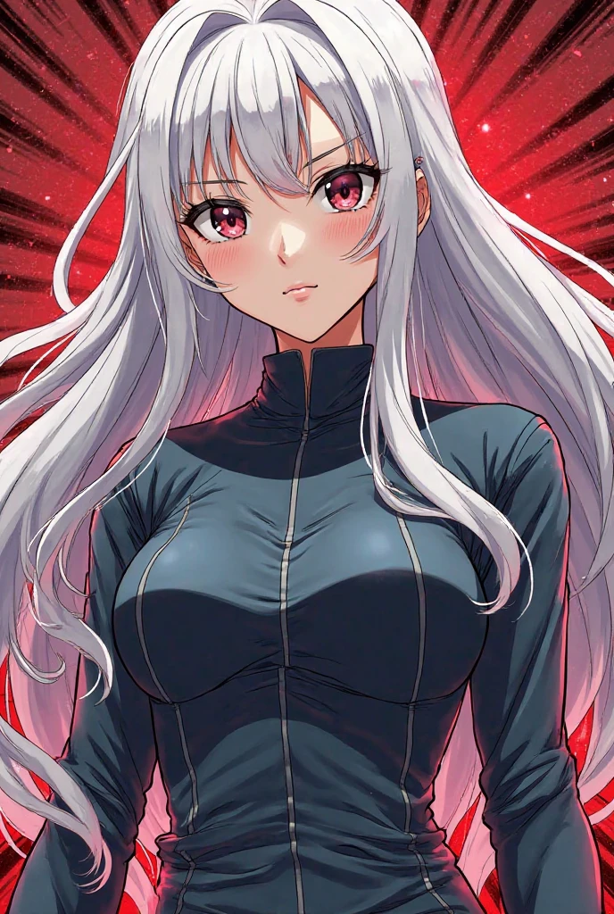 (masterpiece, best quality:1.2),illustration,8k,hd,1girl,very_long_hair,medium breasts,red_eyes,white_hair,((sleeveless)),((( upper_body))),aine,  (healthy skin, glowing skin), blushed,