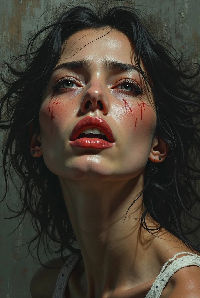 Draw a naked woman crying