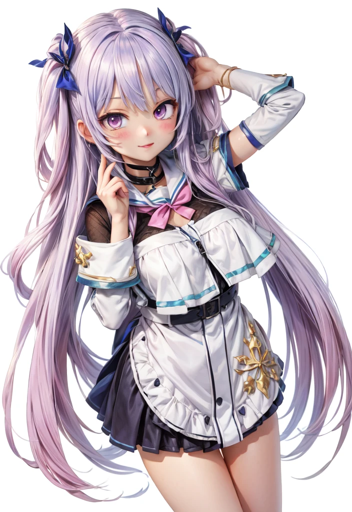 Rize Health Star, Helest League, Blue Hair, Blunt bangs, inner hair color, Hair flap, hair ornaments, Long Hair, Multicolored Hair, (Purple eyes:1.1), Side Lock, Two-tone hair, Gray Hair,
break armband, chromatic aberration, Collared Virtual YouTuber,
break looking at viewer,
break outdoors,
break (masterpiece:1.2), Highest quality, High resolution, unity 8k wallpaper, (shape:0.8), (Beautiful attention to detail:1.6), Highly detailed face, Perfect lighting, Extremely detailed CG, (Perfect hands, Perfect Anatomy),Medium Chest,Nipples,Upper body naked,blush,Please lift your skirt,Showing panties