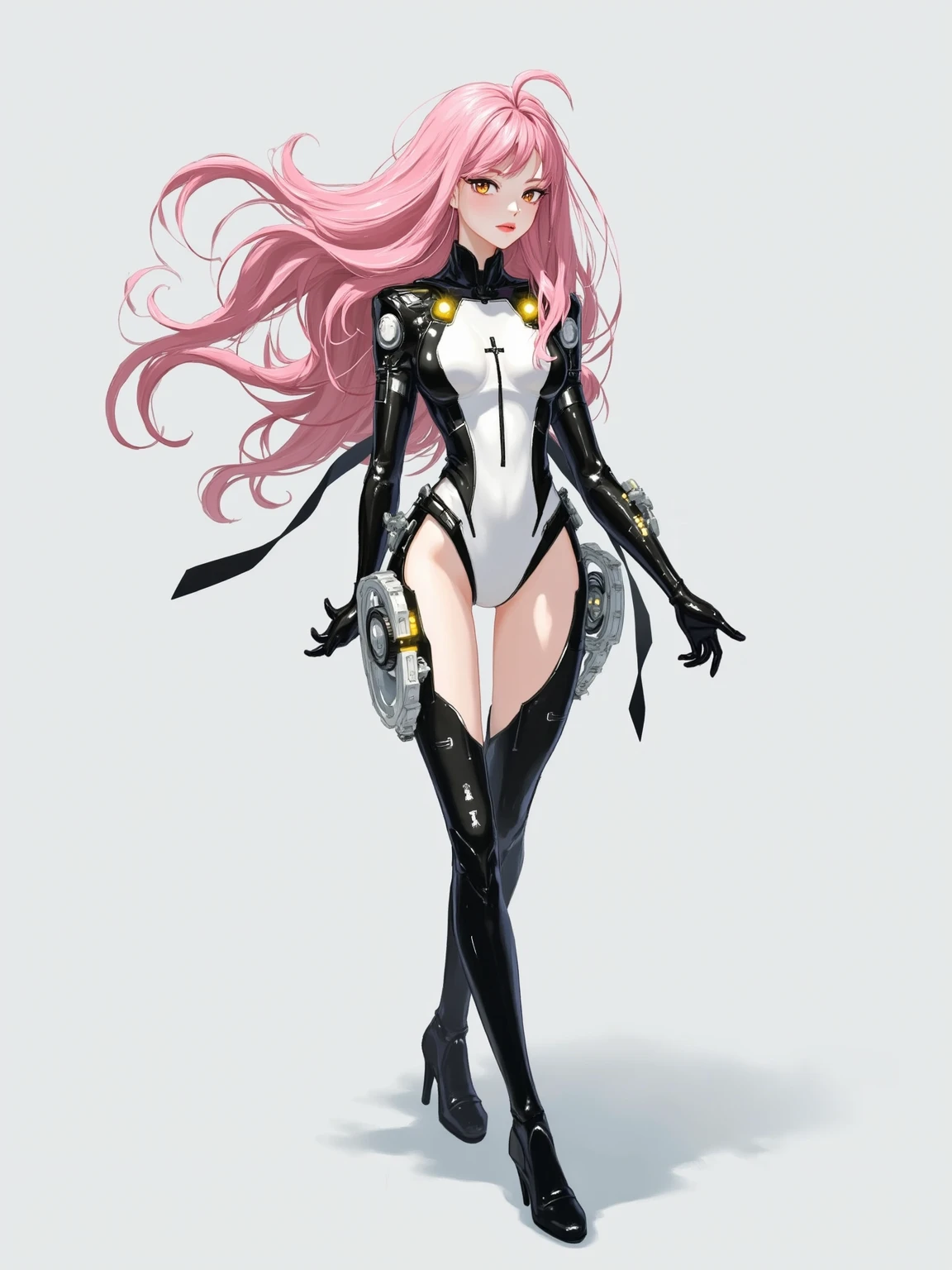 (((masterpiece))), (((best quality))), ((ultra-detailed)), ((climax)), ((2 legs)), ( white and pink transparent hair), (princess hair), (body suit ), (highly detailed CG illustration), ((facial expressions: 1.3)), ((sexy posture: 1.2)), (( ass)), ((an extremely delicate and beautiful)),(from side), ((perfect fingers)), (perfect leg), ((detail foot)), light, ((1mechanical girl)),solo, full body,(machine made joints:1.2),((machanical limbs)),(blood vessels connected to tubes),(mechanical vertebra attaching to back),((mechanical cervial attaching to neck)), (lie on the bed), expressionless,(wires and cables attaching to neck:1.2),(wires and cables on head:1.2), (character focus: 1.2), science fiction,extreme detailed, colorful,highest detailed