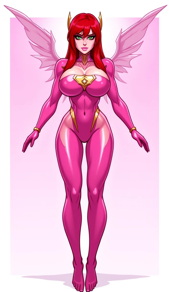 blond hair, sexy hair, muscle girl huge breast, revealing cloths, darkskinned-female, makeup, red lips, bimbo, angel, cupidon, long dress, walking, angel wings, pants, , flip flops, smile