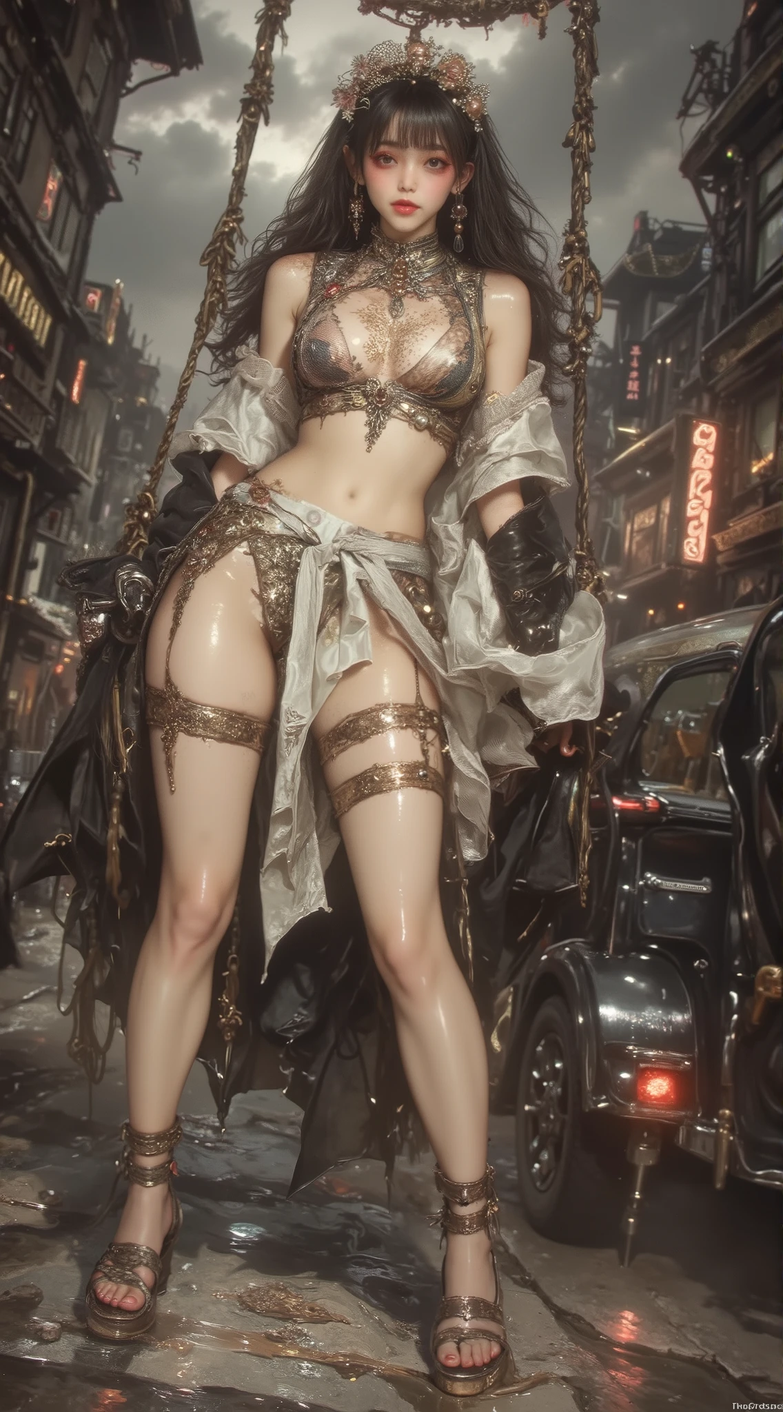NSFW
scary, low key.
8K resolution,
low light, monotone muted colors,
((wide angle lens perspective distortion))
(masterpiece)
( 8K resolution)
low light, monotone muted colors,
((empty world of volumetric smoke and fog, a surreal, dark nightmare environment, spooky))
ultra high quality editorial high fashion photography
ultra photo realistic,
((shallow depth of field focus))
ultra high quality photography,
best quality, expressive eyes, perfect face, best quality, backlighted, movie poster, book cover, dramatic studio lighting, aesthetic, bokeh, ((Best Quality, Best Resolution, Absurd, Masterpiece, Ultra-Detailed,nsfw)) expressive eyes, perfect face (an 8k ultra photo Realistic wide angle lens) best quality, splash art, cinematic lighting, volumetric lighting, illustration
((an extremely delicate and beautiful face)), (nice hands, perfect hands),
wet oiled 19 yo curly platinum blonde loren gray as black enchantress
small breasts, large spike nipples, topless, bare midriff, wearing red latex pussy thong micro-bikini and (mcu loki golden horns headdress), black latex thigh high stiletto boots
pornstar dark eyeliner, mascara and eyeshadow make-up, mesmerizing eyes
smooth shaved pussy
pussy bondage harness
sensual dance conjuring pose graceful erotic
butoh
her hair blowing wildly in the wind, surreal, nightmare, NIGHT, windy, STORMCLOUDS, thunderstorm, RAINSTORM, LIGHTNING,imagination,fantastical,dramatic,dark tones,paranormal,macro lens,surreal juxtaposition,horror , realistic detailed, torrential downpour, horror, wide-angle shot, dramatic angle, extreme angle shot, wide-angle shot, muted color grading, bokeh, tilt-shift effect, long exposure, wide-angle shot, wide-angle shot, wide-angle shot, dramatic angle, extreme angle shot, pinhole camera, holga photography, solarize, ray-o-graph, x-ray photo, negative, epic fantasy, bondage, bdsm, mystical dark cosmic realm