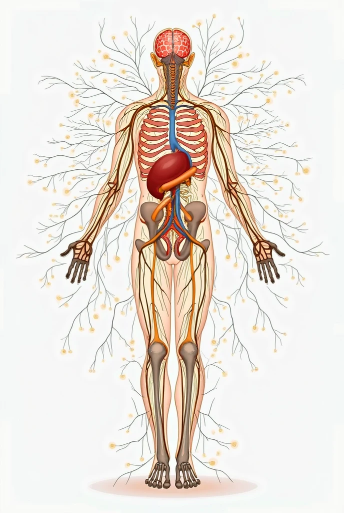 A man with a heart in his chest and a blue background, cybernetic body, corpo humano abstrato, Symmetrical anatomy of the body, Energy body, simetric body, cosmic energy wires, corpo coerente, plano do corpo humano, corpo humano proporcional, Cybernetic body parts, medical image, transmogrify corporal, simetric body, Homem Vitruviano