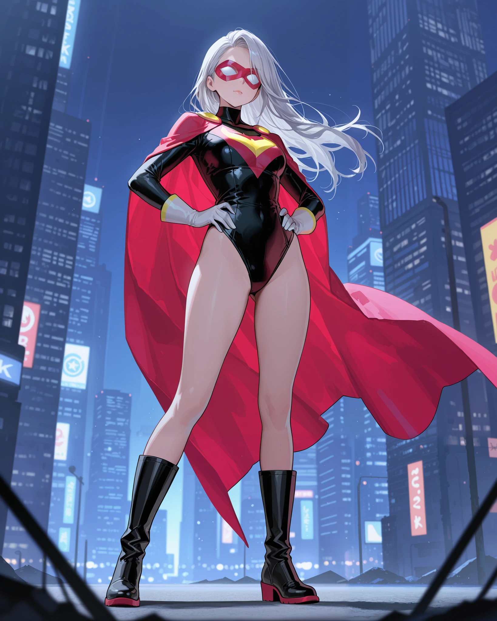 a digital painting of supergirl merging with venom, long hair, cyberpunk art by Josan Gonzalez, winner of the behance contest, afrofuturism, synthwave, neon, shiny neon, thick thighs, thin waist, sensual, nsfw, little clothing, erotic art, anime, torn battle clothes, extremely sexualized, sweaty body, NSFW, big breasts, big ass, HD, 8k, High quality, details, perfect body, Highlight the body, detail on the perfect face, detail in the background