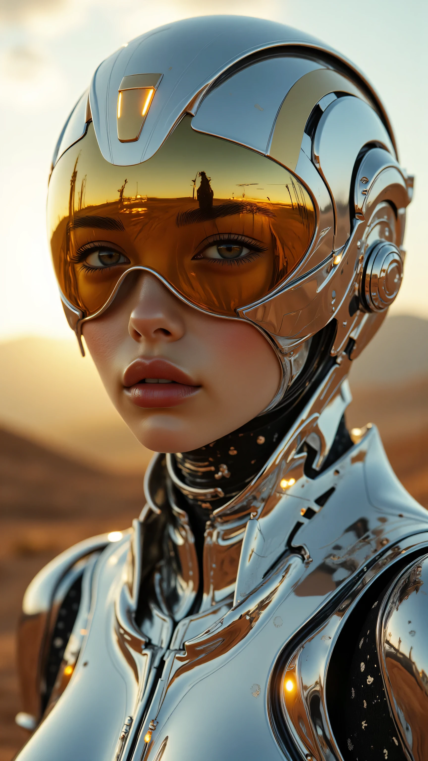 A close up of a woman in a futuristic suit with goggles - SeaArt AI