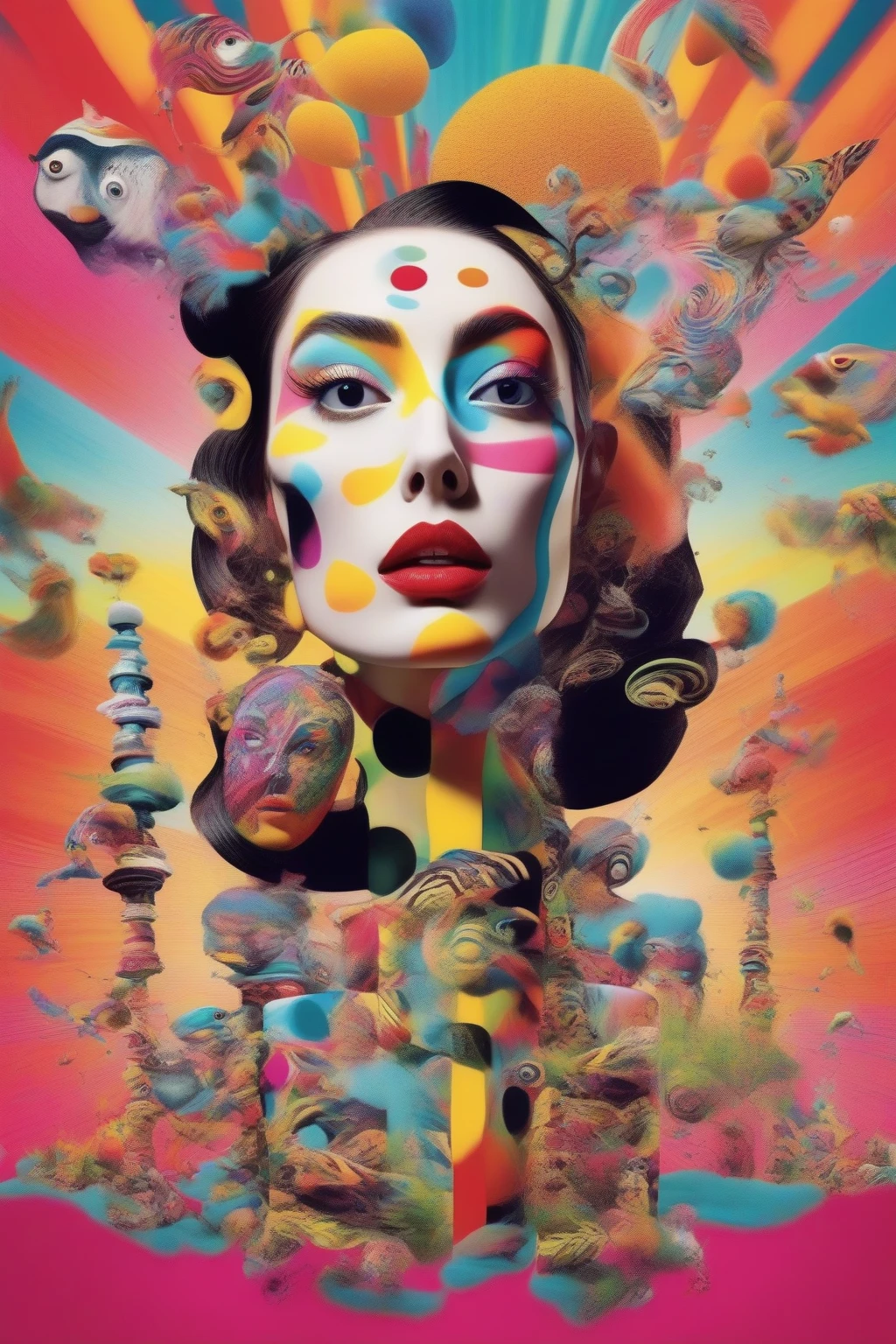 “Generate 10 ideas for video content in the style of lomography” 14.
Application: Development of unique advertising concepts (for example, Nestle used AI for video).
technology: Generative competitive networks (both) + trend analysis of the 2020s.
Yo Nagao style - A mix of Picasso and Dali styles. Psychedelic pop surrealism.