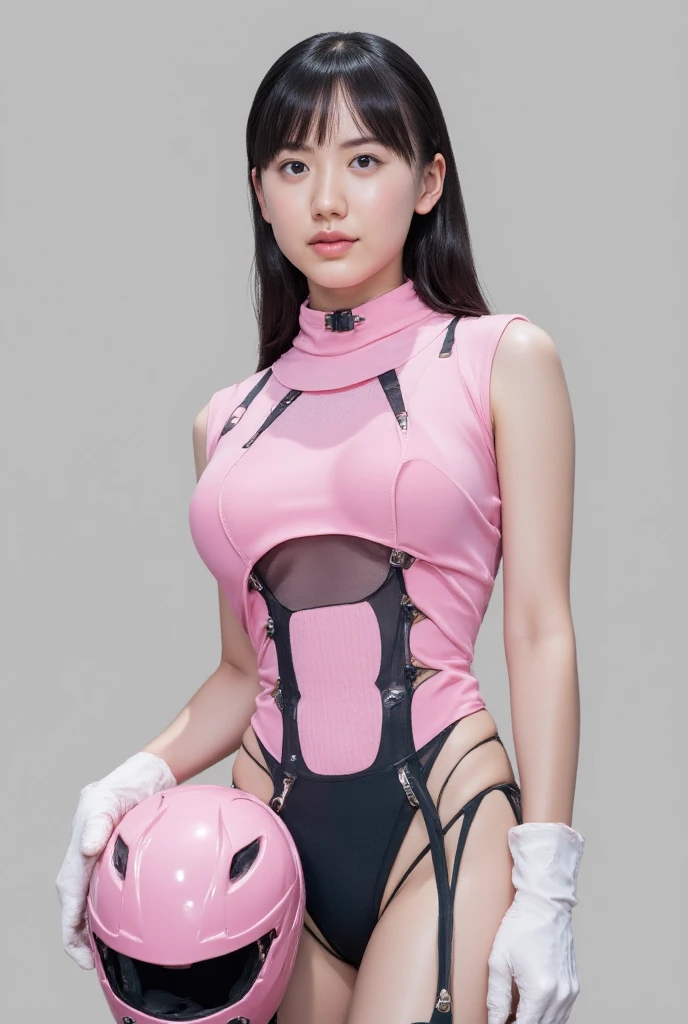 masterpiece, best quality, Very detailed, (8k, 4K, best quality, high resolution, 超high resolution:1.1), 8k portrait,1 girl in, Japanese Android girl, Android teacher, control Panel, Android, robot, Manipulator, ,robot手臂和腿, black hair, Mechanical body, blunt bangs, Pink parts, perfect woman, charging point, long tube, A thick cable is tied around her neck, ceramic body , Android, toy doll, , Full eyes, perfect mechanical body, Pink tights, The assembly plant of the future, pink body, she has fixed it, Lack of sponge joints, Android assembly plant, Android, laboratory, Platform boots, Perfect body, Pink tights