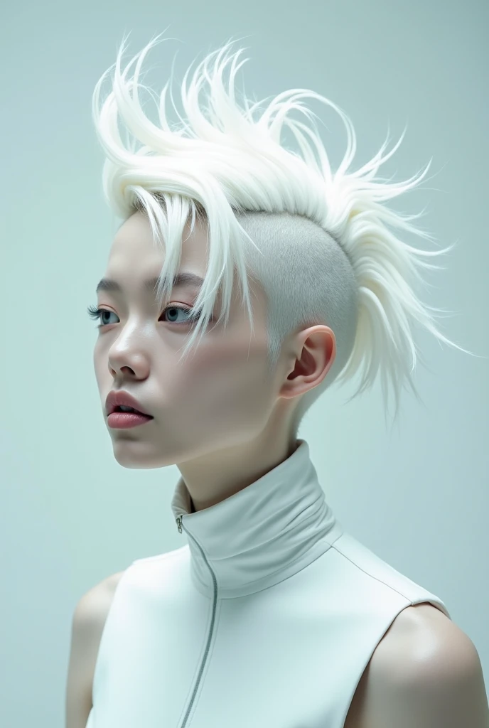 20-year-old woman、Silver、(High Top Fade:1.3)、Woman warrior、Dark Theme、Calm colors調、Calm colors、High contrast、(Natural skin texture、Hyperrealism、Soft Light、sharp)
