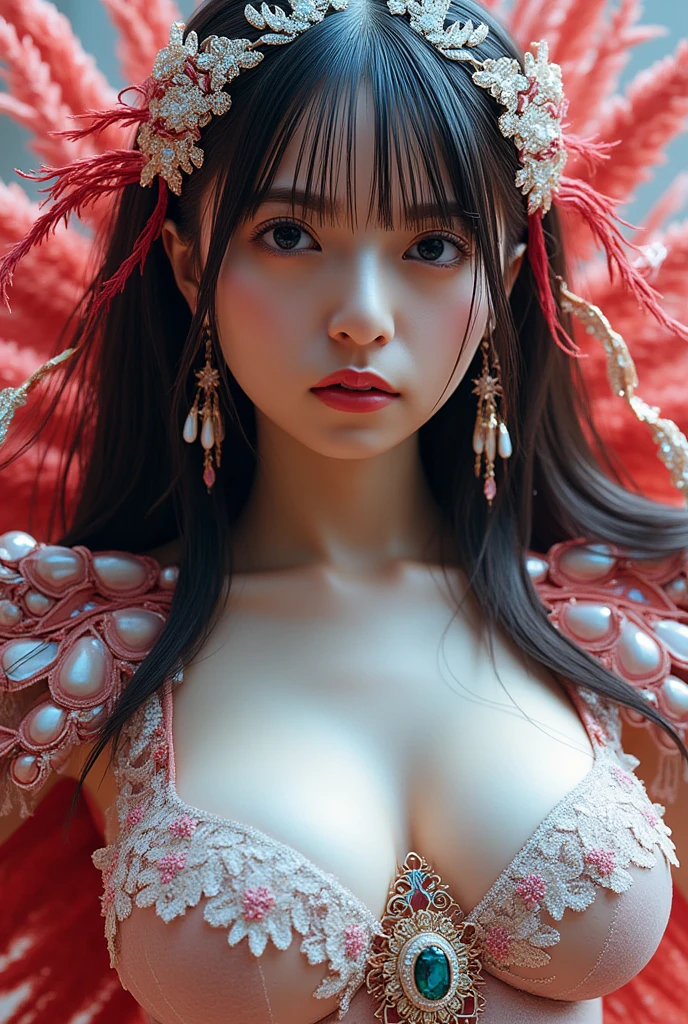((masterpiece:1.4)、(top-quality:1.4)、(reallistic:1.7))、a beauty girl、Super sexy daughter、Super beautiful girl、1girl in、Glossy luxury latex、Luxury Latex Bodysuit、By Luis Royo、age19、Super Ultra Ultra Bikini、beautiful countenance、kawaii faces、Beautiful udder、Beautiful ass、A detailed eye、beautidful eyes、Raw photo、red-lips、Red high heels、a choker、a necklace、耳Nipple Ring、