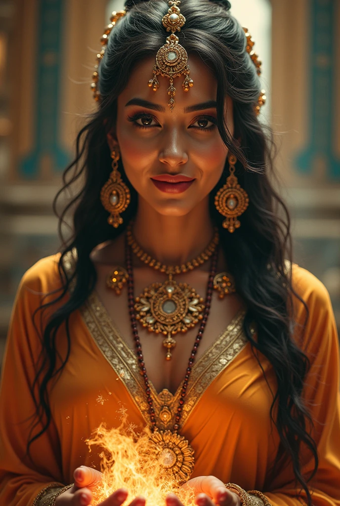 The most beautiful girl of the world Draupadi from Mahabharat with lots of ornaments 

