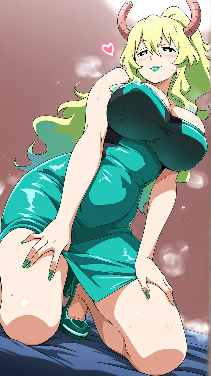 Expressive, score_9, score_8_up, score_9_up, Touhou, masterpiece, high quality, highly detailed, 1girl, kochiya sanae, solo, green hair, long hair, green eyes, long hair, big breasts, blush, round breasts,,, pouts, ,, frog hair ornament, hair tubes, snake hair ornament, , ,, thin waist, , , sit on stool, white background, shy, virgin killer sweater