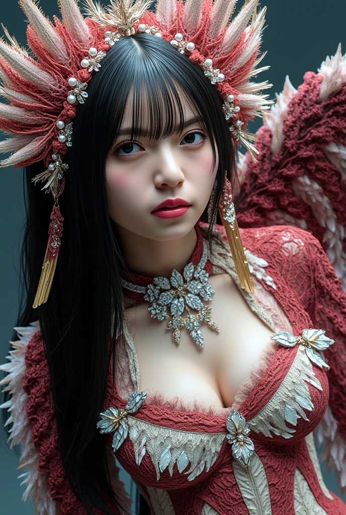 masterpiece, gothic aesthetic, dream atmosphere, ultra realistic, 16k, best quality, absurdres, perfect anatomy, 1girl, goth brunette, voluminous silky hair, cute hair fringe, goth makeup, realistic turquoise eyes (intense look). pale-white skin (highlighted), realistic shading, solo, Caera, realistic blue eyes, black t-shirt, small natural breasts cleavage, large hips, thick thighs, thick legs, black mini skirt, tights (realistic textures), pretty seductive, upper body, beautiful girl, happy, inside a (neon pastel lights) modern house, different poses at different angles, blurred background, cinematic, Photorealistic.