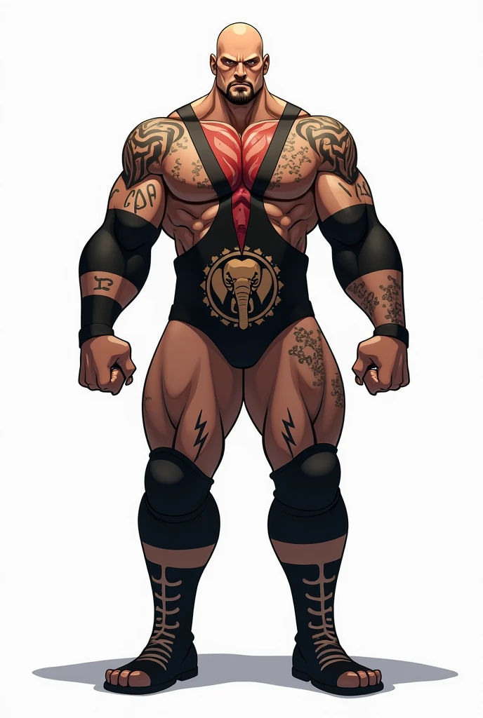 pitbull, exaggeratedly muscular, tattooed body, detailed eyes, prominent and dilated veins, alpha male, huge pecs (huge: 2.5), sensual expression, nicebulge, sexy pose, full body,wearing white thong (small, tight), (white background)