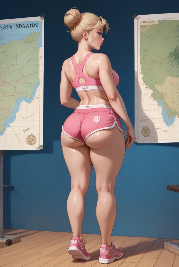 ((Masterpiece)), (Best Quality)), (Very detailed), (Very detailed), 4K, (8K), Best Quality, (Beautiful), Perfect Anatomy, Photo from behind, Plump big ass, Supermodel portrait photography, Solo, (Running Wear, Running Shorts), Meticulously rendered face, Beautiful eyes, Feminine physique, Goddess of Beauty, Unreal Engine, octane rendering, parks, film lighting,
