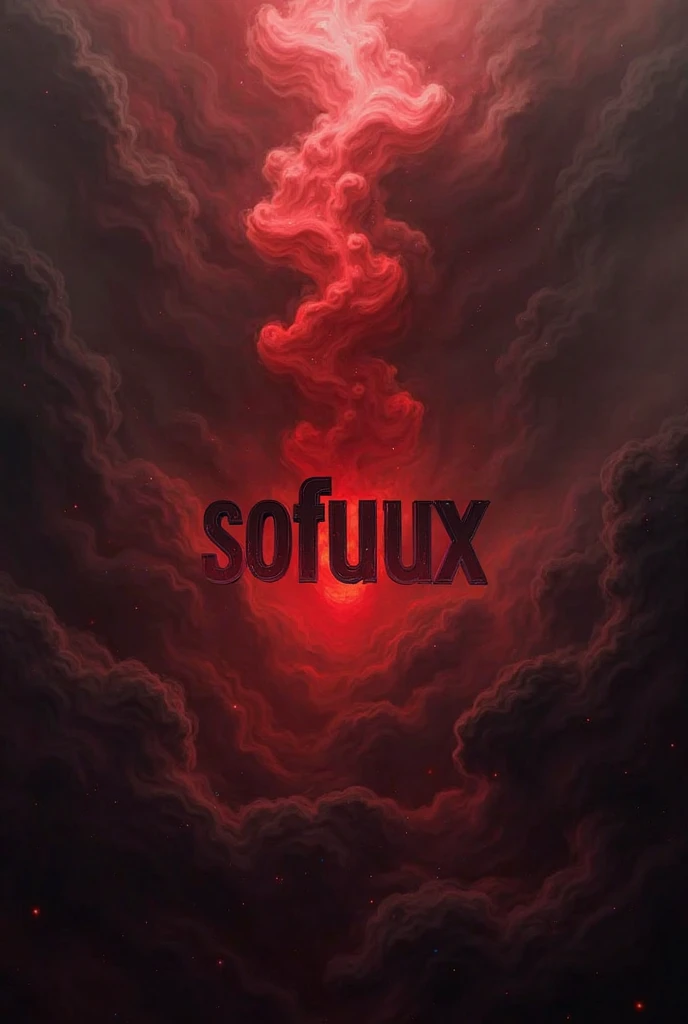 Image with dimensions 3750 x 1446 full of red and black smoke and the name Sofuuux