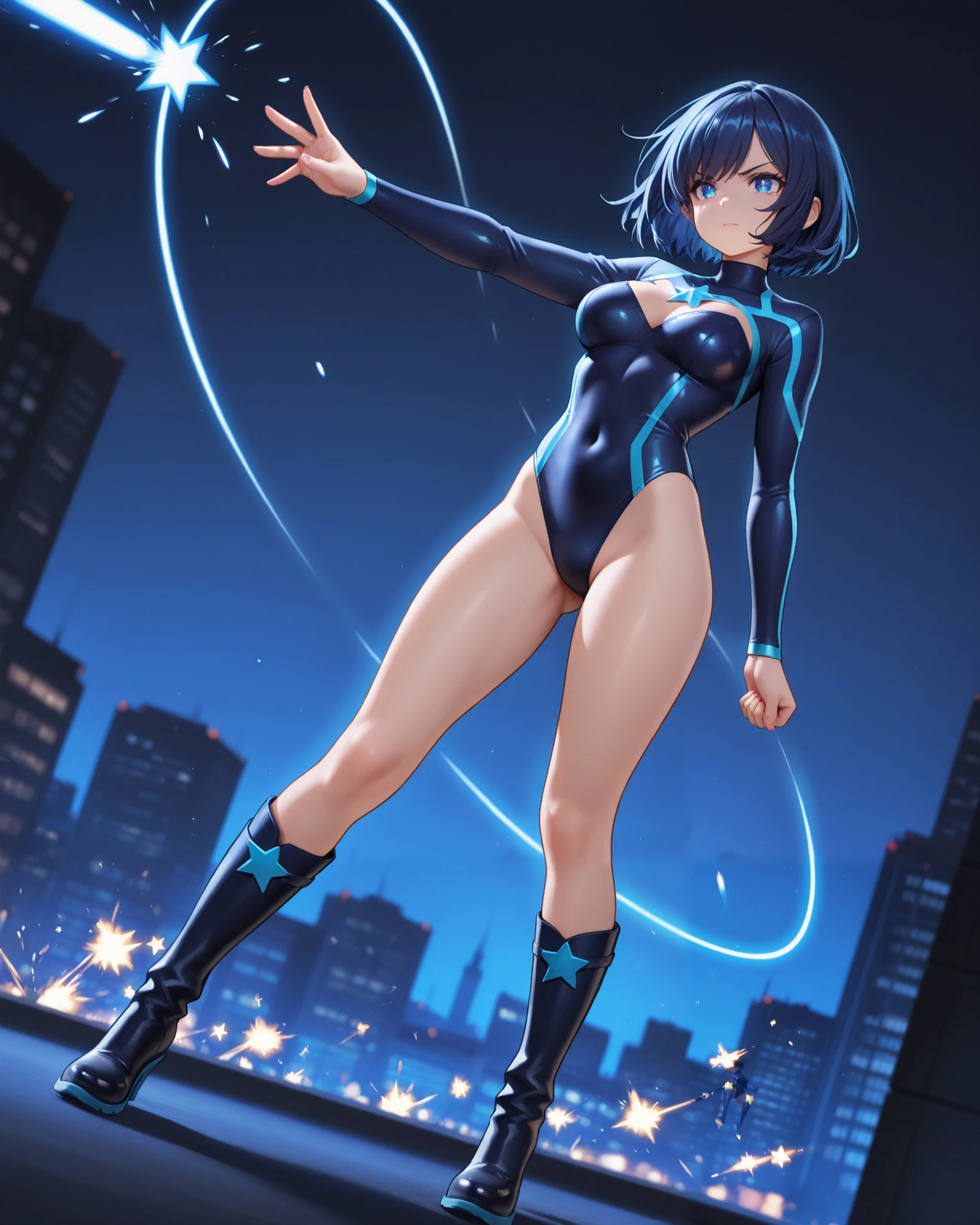 realisticlying、super high saturation、8K、12 year old girl with short bob hair、((She is wearing a blue and white long sleeve leotard。)).、gymnast、Please make your thighs a little thicker、emphasize muscularity。、Various sexy pose smileackground olympic gymnastics stadium 美しい顔, Highly detailed face and skin texture, (Fine wrinkled eyes, Double eyelids, Thin eyebrows, Glitter Eyeliner: 1.2, Natural cheeks, Shiny skin, Fair skin,, (shiny lips: 1. 4),Sweating 1.0、(((Dynamism)))