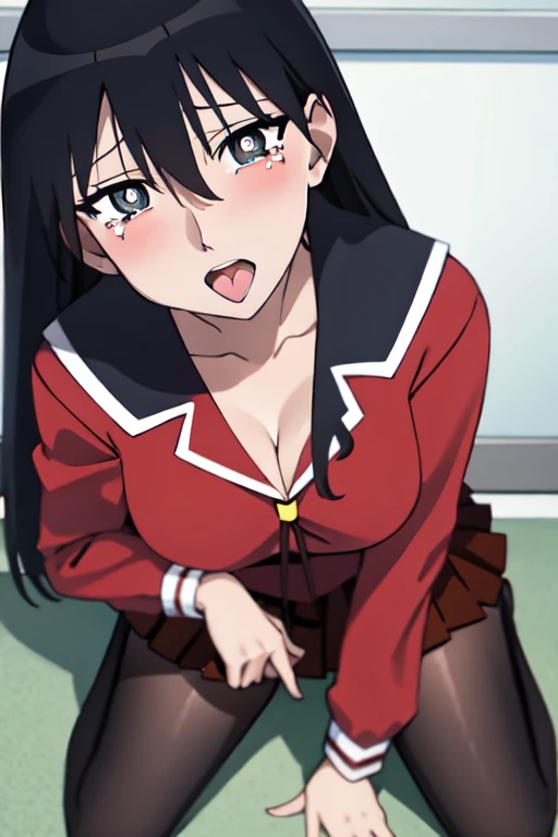 School Background, Split, embarrassing, take off clothes, 1 girl, NSFW, Hentai, show boobs, Attractive nipples, pussy, spread legs, sex, penis, saliva, Torogao, heart mark eyes, Cowgirl, blush, stick out tongue, drooling,