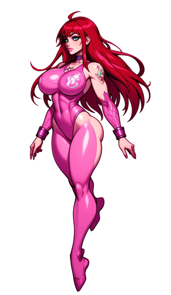fuuma kotarou, red eyes, face mark, body mark, long hair, orange hair, muscular female, abs, smile, full body, oil painting, vibrant colors, soft lighting, best quality, ultra-detailed, , portraits, warm color tone, full body, standing, feet, crazy smile,