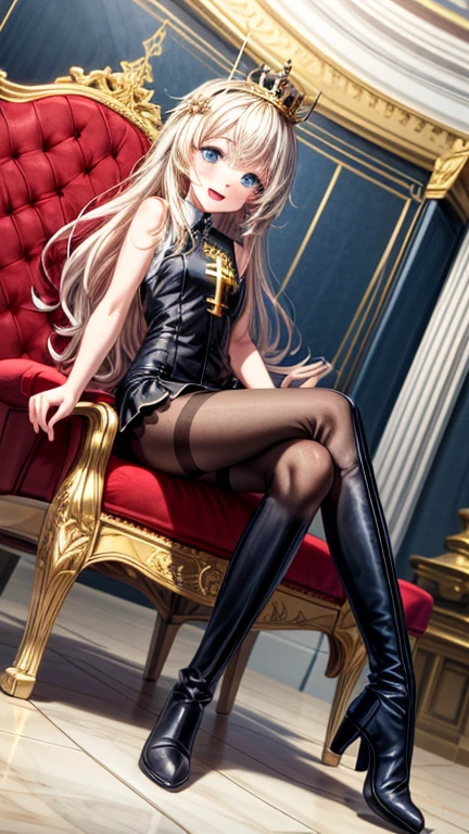 Thigh-high boots Black tights