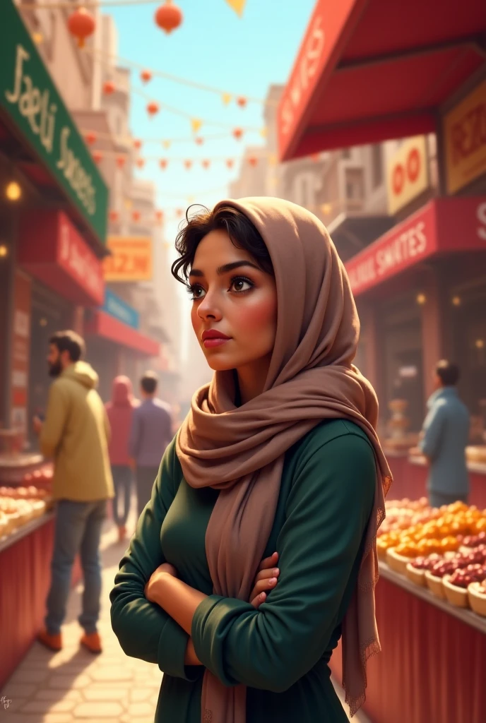 A cinematic photorealistic color digital painting of a 56 yo gorgeous appealing amative red haired [woman: Sinead O'Connor: 0.1] wears hijab muslim dress looking at viewer gently, ornated modest dress, blush, light laugh, sit on chair at a resto, detailed face, insanely detailed and intricate, crisp sharp and clear, volumetric lighting, ultra-high resolution, masterpiece hyper realistic artwork of Don Lawrence, insanely detailed and intricate, centered, professional Color Grading by Kenneth Hines Jr., cinematic aesthetic lighting art by Tim Burton trending on Artstation.