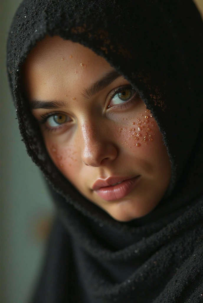 A naked Pakistani muslim women with wet semen on her face,forehead and her hijab (nude/naked women)