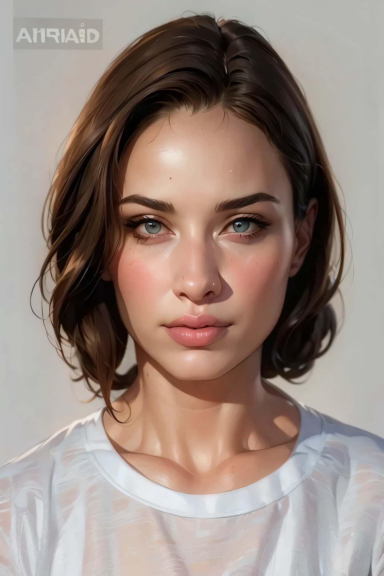 a close up of a woman with a white shirt and brown hair, portrait sophie mudd, accurate ultra realistic faces, photorealistic beautiful face, ultra - realistic faces, hyperrealistic beautiful face, ultra realistic faces, beautiful realistic face, young female face, realistic perfect face, hyper realistic faces, realistically rendered face, photorealistic faces, hyperrealistic , ultra realistic faceHD, (best detail), (best quality), Two-dimensional,