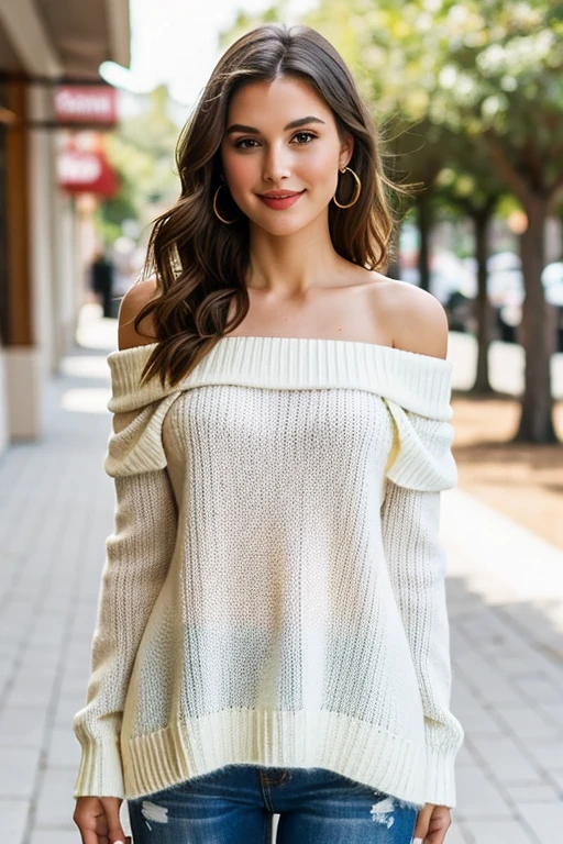 ((Best Quality)), ((masterpiece)), (detailed), 1 girl, off shoulder sweater, 
