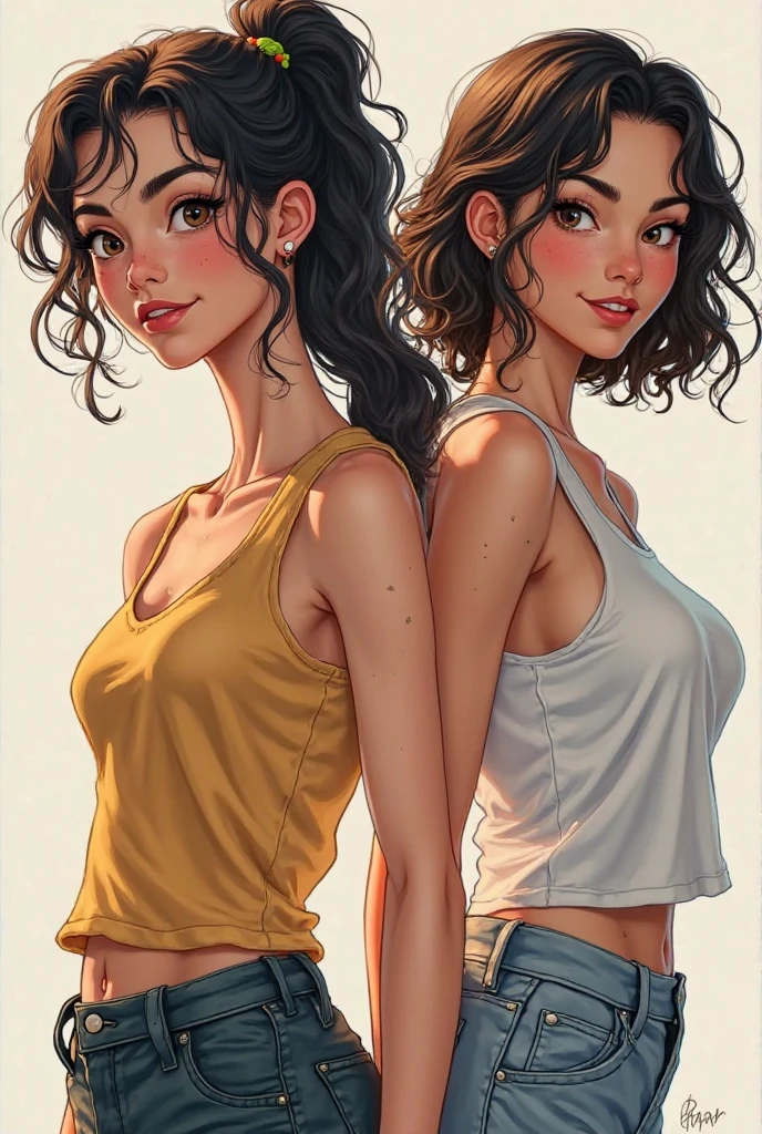 Illustration style dose smile of happiness beautiful and unclothed nude with wonderful and well-detailed body small medium breasts well-drawn character style Completely naked breasts showing a little fear Breast size Cartoon name: Isabella Cruz white background medium breasts freckled face Jennifer Connelly actress strong contours happy smile physical description - long straight hair, tingidos de um marrom vibrante que contrasta com sua pele clara. - You reflect a mix of curiosity and determination. - Ela tem uma estatura alta, with a slender and agile figure, evidenciando sua agilidade e destreza. -fundo colorido Design de personagens de retrato, beautiful digital illustration, retrato de alta qualidade, Arte em quadrinhos, Corpo inteiro sensualizando ou pelada. folha de retorno. return sheet clothes of the day hellish day expression of hatred and blood on the face with beautiful breasts without clothes naked with a wonderful and well detailed body small medium breasts well designed one with white tank top clothes