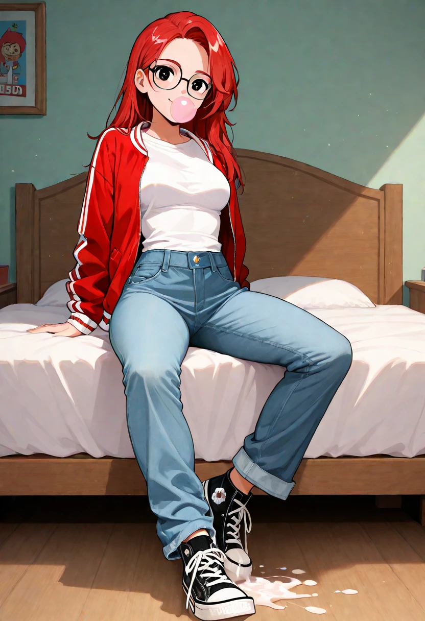 una joven de 21 years se masturba en su bed, 1 girl, Alone, Red hair, long hair,willpower_water, 21 years, perverted, Red eyes , Shirt and skirt, raised skirt, Pussy, mostrando el Pussy, Pussy peludo, Pussy mojado, ?????, Vista del Pussy, SMILE, groan, ??????, ????????????, tocándose el Pussy,female, barefoot, opening your legs, sentada en la bed, room background, bed, senado en la bed