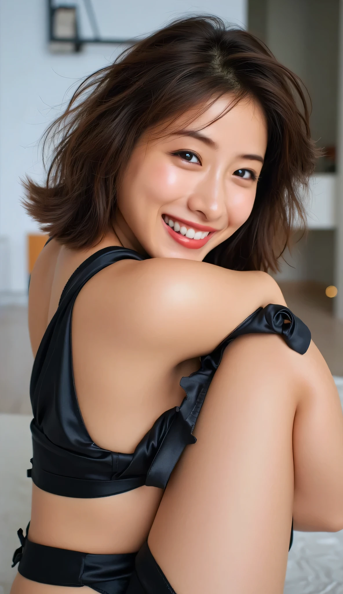 HD、4K、8k、16k、Female 1、sup er high resolution、ecstasy when I sit with my knees bent、Writhing、viewer、knees, recommended gender 、Missionary Sex、 score_9,score_8_up ,score_7_up ,ultra high definition、detailed and beautiful face and eyes、 black hair、sup er beauty 、top quality 、masterpiece、( RAW photo:1.2)、( photorealistic:1.4)、 Beautiful details 、delicate expression、Detailed facial movie lighting、photorealistic、fishnet stockings、((((garter belt))))、 ceiling light 、sup er high resolution、stretches her chest 、((anatomically correct))、(((((Naked from the waist up )))))、(((((chest visible)))))、(((black high heels:1.35)))、natural brightness studio light 、Hair bundles from one side、ultra HD hair、輝くsup er high resolutionの美肌、 sup er high resolutionの艶やかな唇、((full body photo:1.1))、((((( open your legs in an M-shape)))))、sup er high resolution、((Normal))、(((( Very Embarrassing Expression))))、((((I'm wearing very small black satin sexy and gorgeous panties))))、on a hotel bed、((((garter belt))))、small, nicely shaped nipples、small, beautiful areolas、(((open both legs wide)))、missionary、Hair is bundled in one side、Front Map 、(((sensual expression of a classy woman)))、((lies on the bed))、realistic, best quality, Real Life Photos ,slender body、beautiful eyes, (description boundary depth:1.3)、 ((dark eyes:1.2))、(realistic skin texture:1.3)、(immersive atmosphere:0.8) 、(Look Viewer:1.4)、(( Embarrassing Appearance :1.4))、the most 美しい woman in the world、((expression feeling ecstasy))