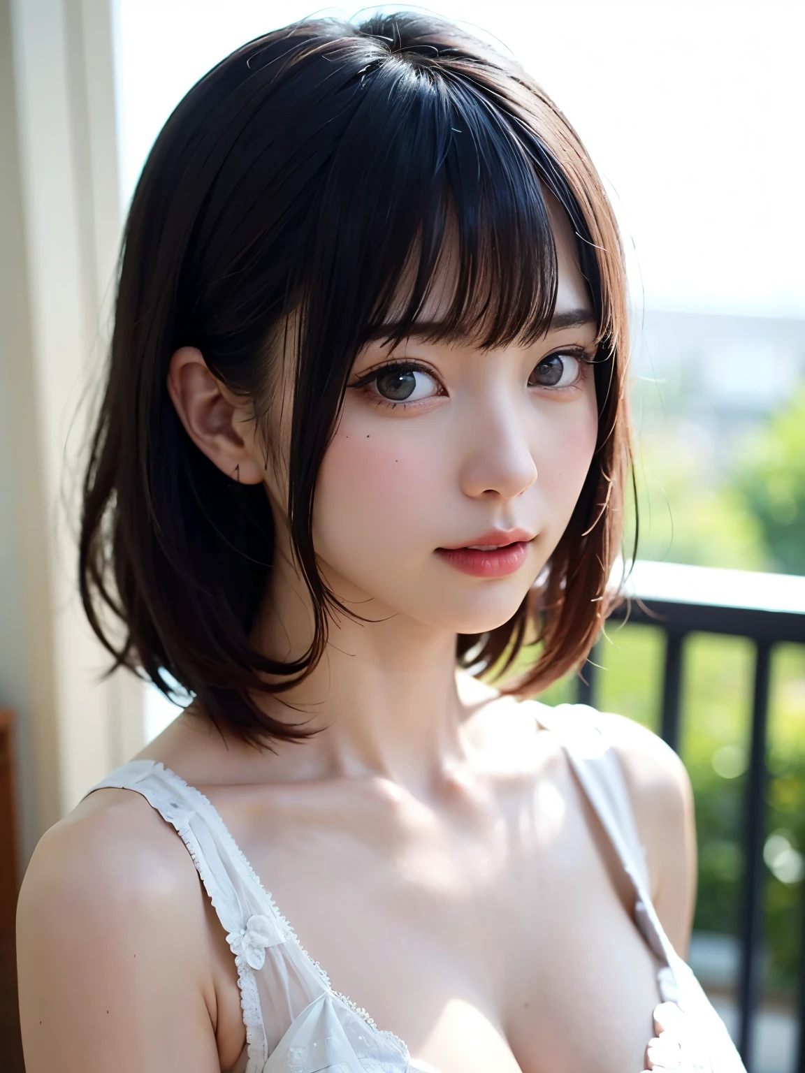 1人、top-quality、realisitic、report、depth of fields、natural soft light、during daytime、魅惑的、beauitful face、Cleanliness、Pure face、de pele branca、cute hawk hair、bangss、the beach、rays of sunshine、Nedium Breast Body Esbian、((Beautiful face with sweater golden ratio Beautiful face with symmetry))、long neck、Put your ears out、Clean short bob hair with bangs、Smile with your mouth closed:1.4、Smile with your mouth closed:1.4、Perfect fingers、perfect hand、Perfect body、face perfect、Shine a light into the eyes、Perfect Anatomy:1.4、very cute super model:1.4