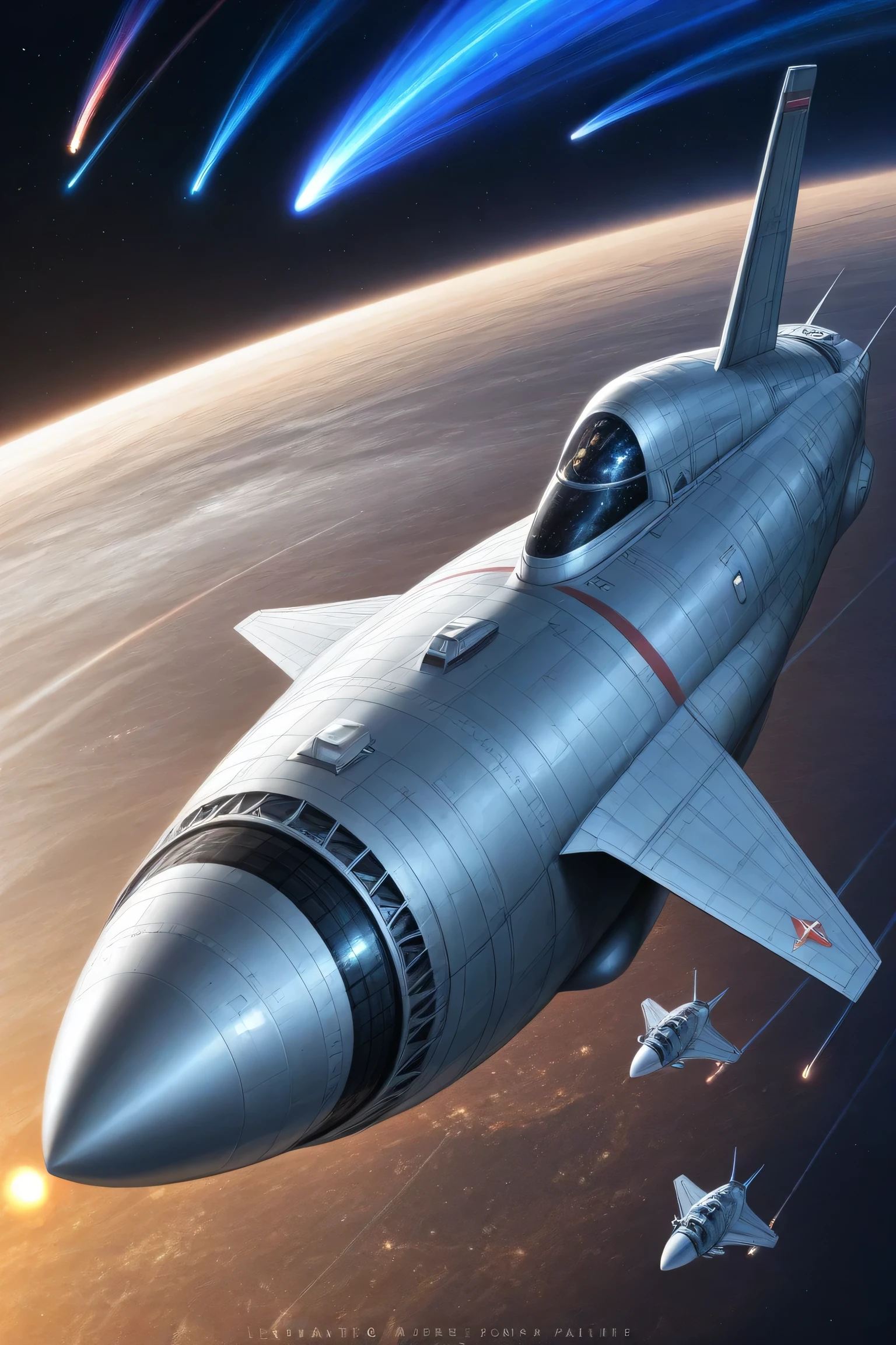 Space ship, captain future, comet, extremely fine and beautiful design, illustration, masterpiece,best quality, high resolution, 8k,