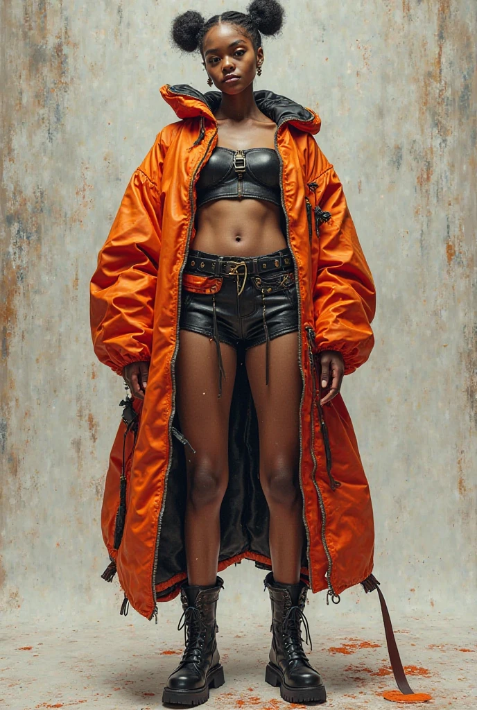 stylized by Pixar, Vector Art, large (black tribal woman:1.2) , full body shot, deep yellow smoke wide mouth, she is dressed in Wool cap, her Wool cap is tailored by Yeezy and Anthony Vaccarello, aviator sunglasses, Ruff, Foggy, detailed, masterpiece, Light, Ambient lighting, 35mm, Saturated,