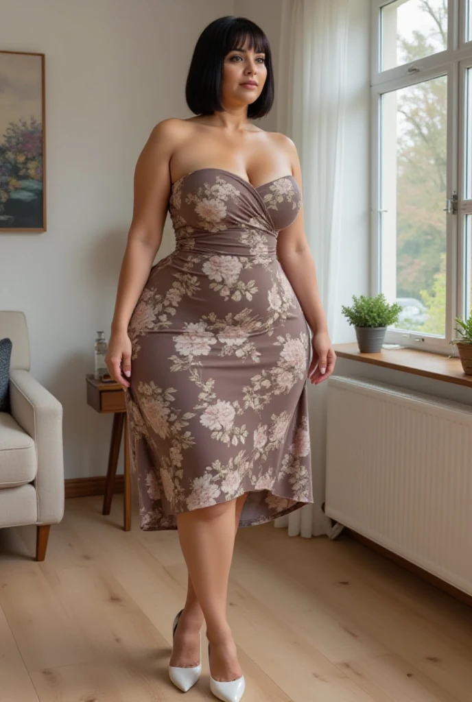 Best Quality, hight resolution, Hires, Skin definition, Detailed skin, Detailed eyes, Detailed face, 4K, 日本人A MILF, ((独奏)), (((50 years old))), (Wrinkles at the corners of the eyes:1.5), (nasolabial folds:1.5), A MILF, glamor, A sexy, Chromo-white skin, ((Shorthair)), Looking at Viewer,(((Aging skin:0.9))), ((loose muscles:0.9)), (((A slender))), (((Very large breasts:1.28))), ((Saggy udder)), (Saggy buttocks), ((Japanese Models)), 4K, (photoRealistic:1.5), Realistic, nffsw, Beautiful, Bimbo, Perfect makeup, small diamond necklace, piercings, (((paisley pattern dress, pantyhose, tight skirts, high-heels))), ssmile, Public places,Full body photo,