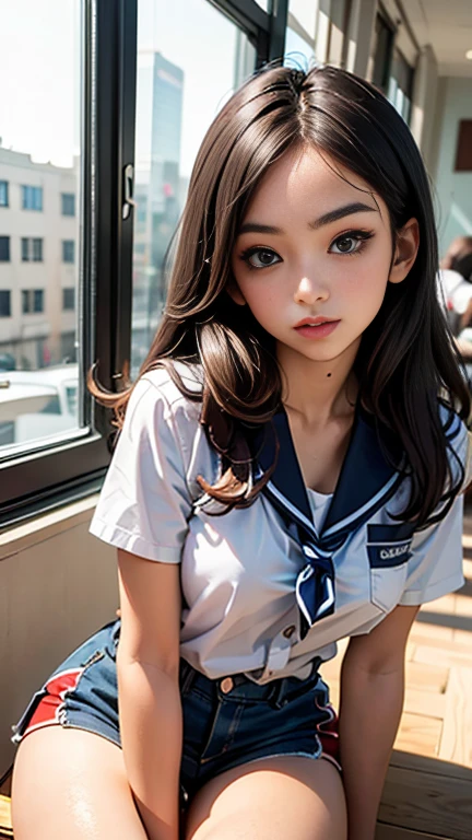 (4+girls, multiple girls, side by side:1.3),
(12 to 13 to 14 to 15 to 16toyears old:1.2),
(beautifuly detailed dawn pink medium curly hair, forehead1.2),
BREAK
(Inside train:1.4),
(beautifuly detailed sailor uniform:1.3),
tights,
BREAK
(beautifuly detailed red tanga bra and panties:1.2),
(sitting on the train seats, spread legs:1.3),
(skirt lift, lifted by self, show off panties:1.4),
(from front, crotch focus, close up crotch:1.2), looking at viewer,
BREAK
(masterpiece, best quality, ultra-detailed, high resolution,:1.2)
natural lighting, perfect lighting,
(realistic:1.2), (3d face:1.2),
(beautifuly detailed baby face:1.3),
(beautifuly detailed tan:1.2),
(beautifuly detailed pink eyes, glowing eyes:1.1),
(;d, toned, flat chest, parted lips:1.2),
(glasses:0.9),(low shot:1.2),(face shot:1.2)