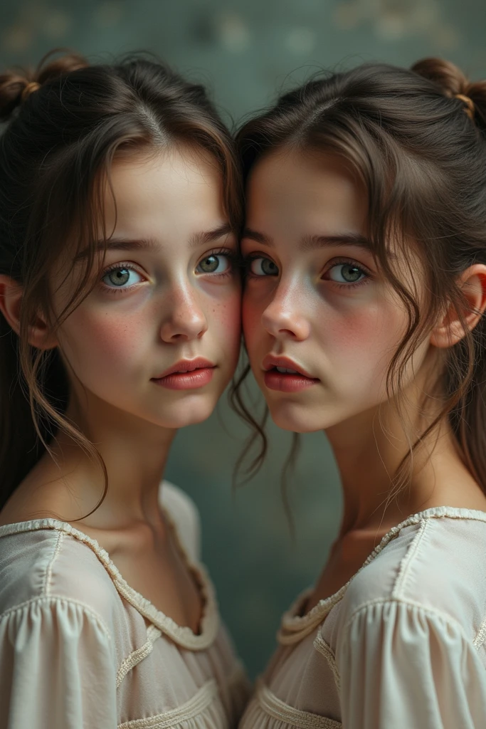 Close up of a teenage girl, pale or pale skin, red cheeks, light blue eyes, long light brown hair, in a city at night, with lights, black coat, beautiful, radiant skin, 4k.
