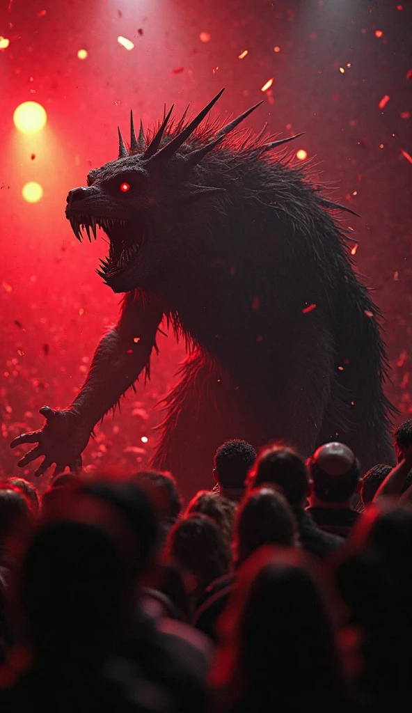werewolf, singer , on stage live, with band