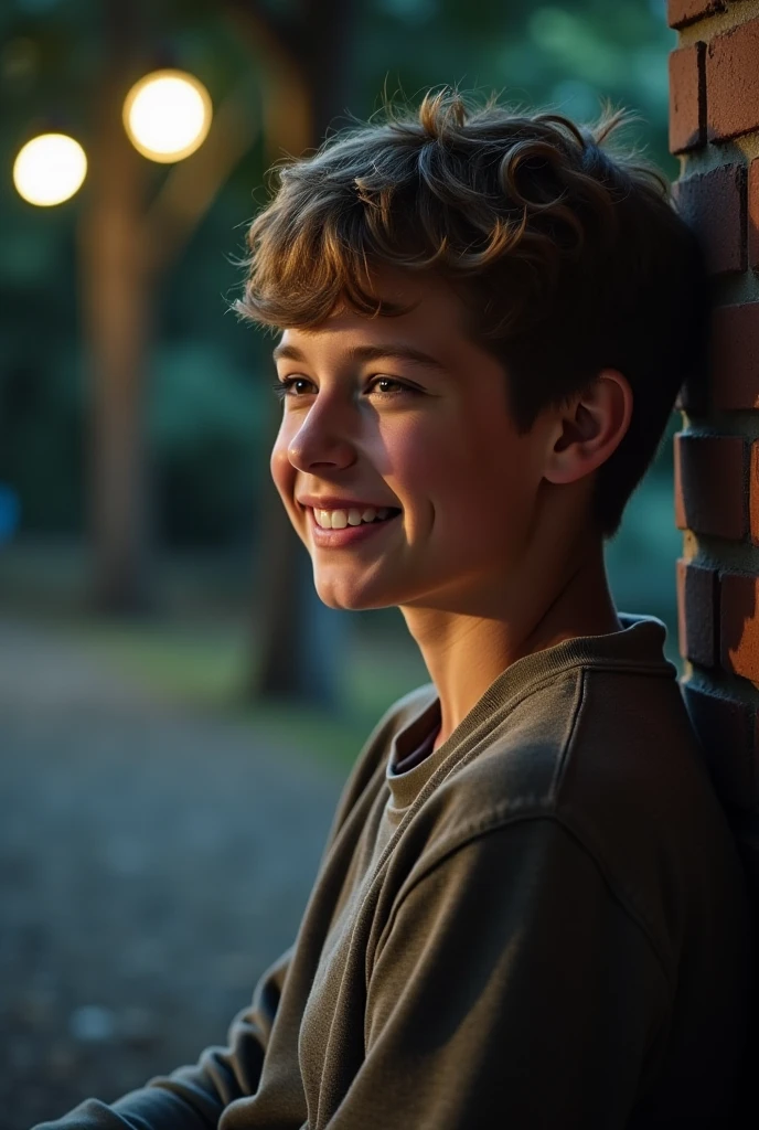 Crie uma imagem de um jovem, country-looking man, parecendo feliz, folded arms, expression of
