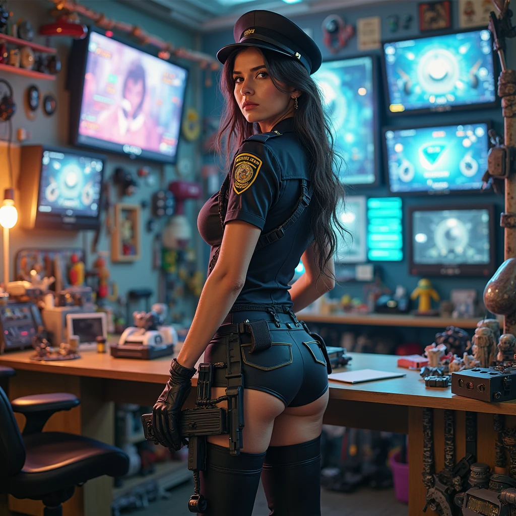 ((Beautiful face))), (((masterpiece face))), blonde hair, chignon, French braid on top of hair, long hair, hair falling down back of neck, big tits, massive tits, even bigger tits, hoop earrings, big thighs, massive thighs, tiny waist, small waist, (((vr headset on covering eyes))), brainwash, mind control, hypnosis, tech control, hypnosis spirals, vr spiral, (((hypnotic spiral on vr headset))), red latex, palms on ground behind back, cyber room, modern club, sci-fi room, BREAK FROM BEHIND