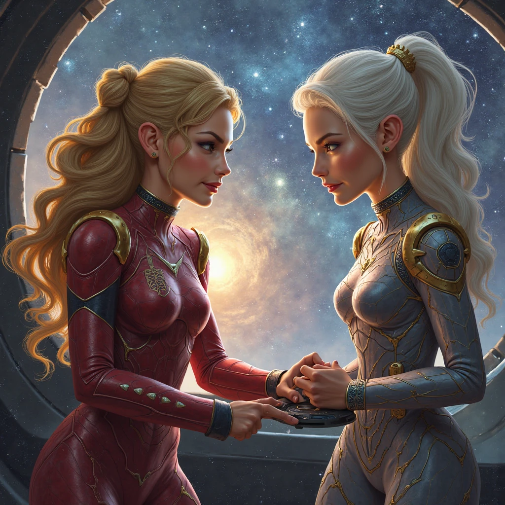 Crie prompt para gerar imagens de 10 personagens para este texto: Em um universo vasto e misterioso, a Dra. Elara Kaine, renowned astrobiologist, unveils more than you bargained for as you explore the far reaches of galaxies. Seu implante cerebral revela o "NeuroNexus", an array of alien information and ancestral secrets. As you immerse yourself in this cosmic knowledge, Elara discovers an intriguing connection between ancient Earth mythologies and an evolved alien race.

No entanto, um enigma ainda maior se desenrola: os "Lunarix", an occult society of intergalactic werewolves, have an interest in NeuroNexus to achieve absolute mastery. Enquanto Elara desvenda a verdade sobre esses seres, She finds herself in a frantic race to save humanity and protect the universe from a dark fate.

"NeuroNexus: Beyond Consciousness" It is an epic that mixes science and fantasy, Unraveling secrets that transcend space and time. In a whirlwind of discoveries, Elara faces impossible dilemmas and unlikely alliances, enquanto a linha entre realidade e mito desaparece. Get ready for an odyssey that defies the imagination and redefines human-to-human interaction, aliens and legendary creatures.