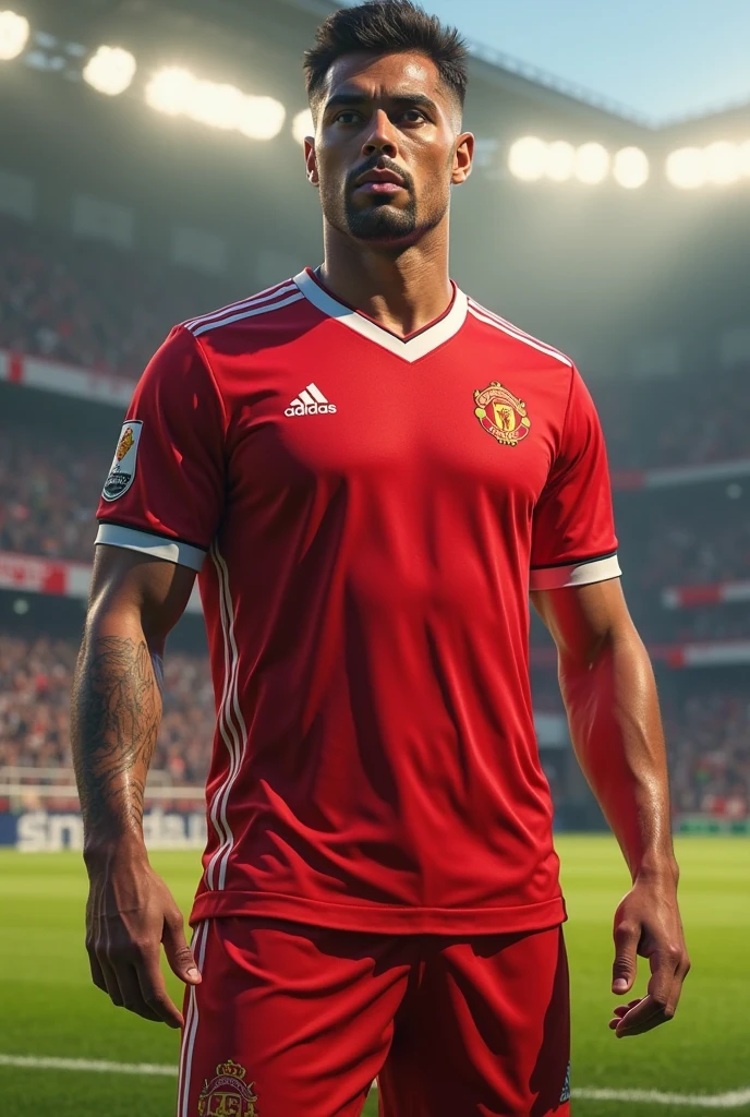 Red football shirt with black details