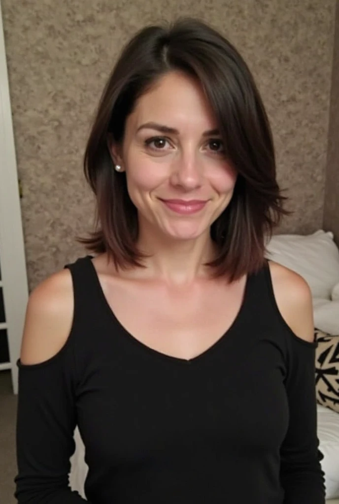 Deborah Wolfe's photography1, (black hair), (Short haircut),Fine skin texture, (Blush:0.2), (Goosebumps:0.3), (White floral dress), subsurface scattering, Photorealistic, Hyperrealistic, very detailed, analog style, Hips swing, attitude, Fine skin, Matte surface, soft light, subsurface scattering, realistic, Heavy shadows, Masterpiece, best quality, ultra realistic, 8ก, golden ratio, complicated, Highly detailed, film photography,upper body, hips up, Charming Secretary, office,bare
